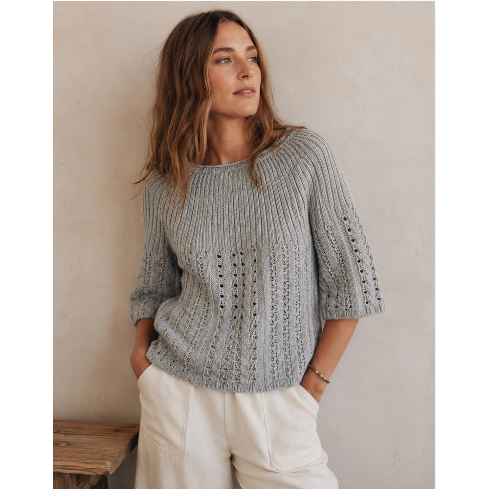 Sundance‎ Alpaca Wool Gray Cable Knit Sweater Sz Medium Boho Cottagecore Cozy